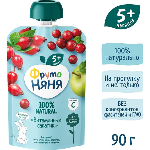 Пюре для дет/пит ФрутоНяня 90г дой-пак витаминный салатик ФрутоНяня Россия