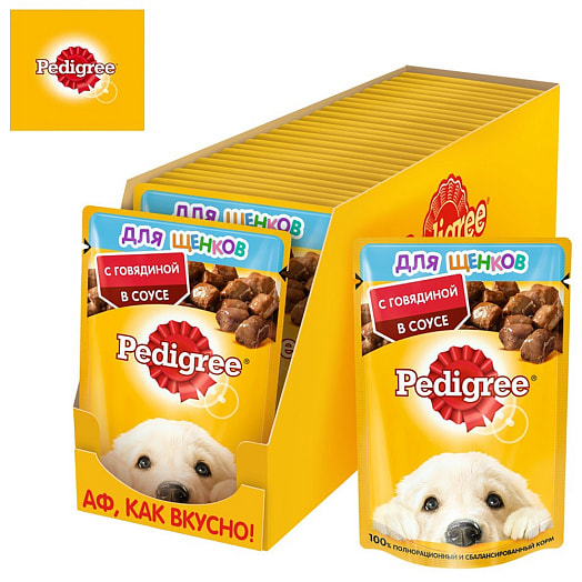 Корм Pedigree для щенков от 1 месяца 85г с говядиной в соусе Mars Россия Mars