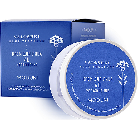 Крем для лица Modum Valoshki. Blue Treasure 4D Увлажнение 100мл СООО ПКФ Модум – наша косметика Беларусь MODUM