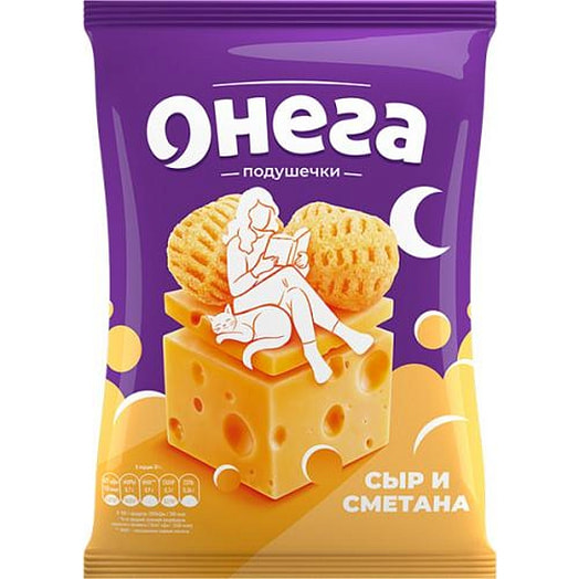 Снеки Онега Сырные подушечки со вкусом сметаны и сыра 70г Онега Беларусь Онега