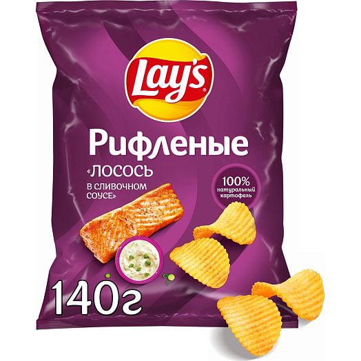 Чипсы Lays Мега 140г картофельные рифленые со вкусом лосось ООО ПепсиКо Холдингс Россия Lays