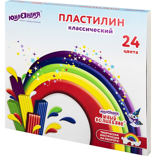 Пластилин классический Юнландия Юный волшебник (24цвета, со стеком) арт.106511 Россия