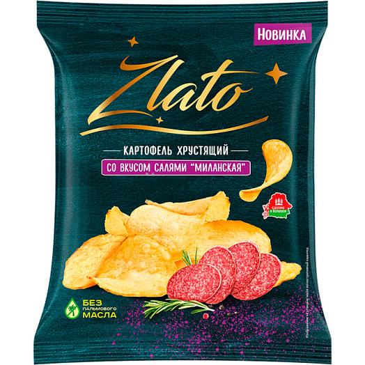 Картофель хрустящий Zlato со вкусом салями Миланская 70г ОАО Машпищепрод Беларусь Машпищепрод