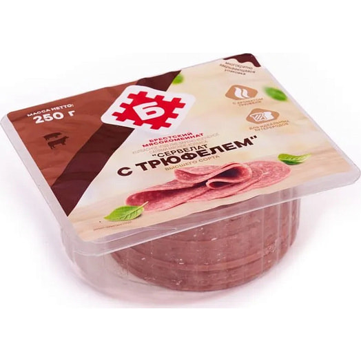 Колбаса Сервелат с трюфелем в/к в/с (серв/нар) 250г ОАО Брестский МК Беларусь