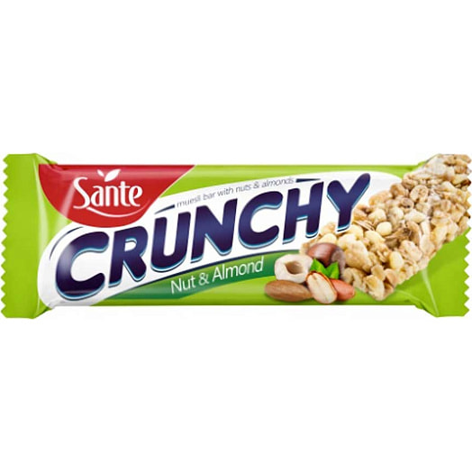 Батончики-мюсли Crunhcy бар 35г лесным орехом и миндалем Польша