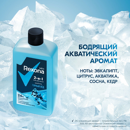 Гель для душа и шампунь 2в1 490мл горный лёд Unilever Россия rexona