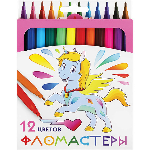 Фломастеры Пифагор (12цветов, вентилир/колпачок) арт.152448 Китай
