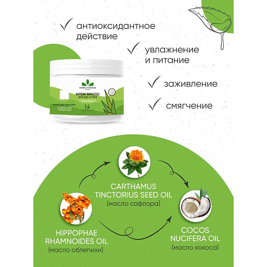 Крем-масло для рук и тела комплексный уход 140мл увлажняющий ПКООО Белкосмекс Беларусь Herbs Intense