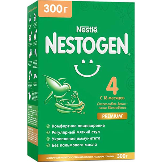 Сухая молочная смесь Nestogen 4 300г с пребиотиками и лактобактер. L.reuteri для детей с 18мес. Россия