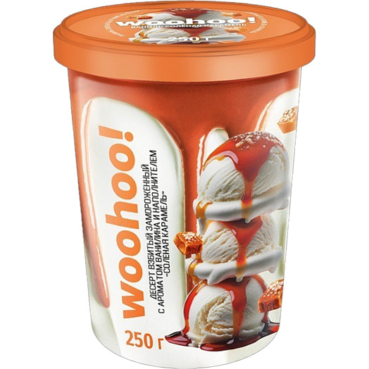 Десерт взбитый WOOHOO Соленая карамель в бум/стак 250г ООО Нордар Беларусь WOOHOO