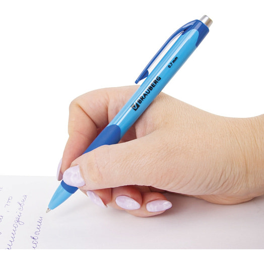 Ручка шариковая Brauberg синяя (автомат, корпус ассорти) арт.141546 Китай