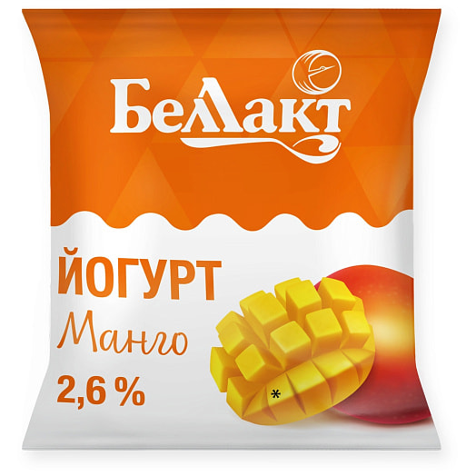 Йогурт сладкий 2.6% 400г пл. Манго ОАО Беллакт Волковыс Беларусь Беллакт