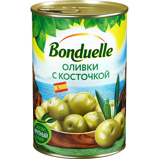 Оливки зелёные с косточками ТМ Бондюэль 314мл Испания