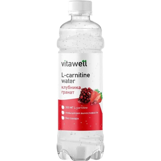 Напиток б/алк Vitawell L-carnitine water Клубника, гранат 500мл ПЭТ ООО Водносоковая компания Россия
