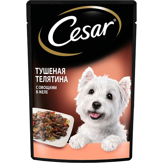 Корм Cesar с телятиной в желе для взрослых собак всех пород 85г ООО Марс Россия Cesar
