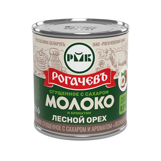 Молоко сгущенное 8.5% 380г ж/б с сахаром и ароматом лесного ореха Беларусь