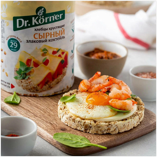 Хлебцы Хлебцы хрустящие Dr.Korner 100г злаковый коктейль сырный Россия