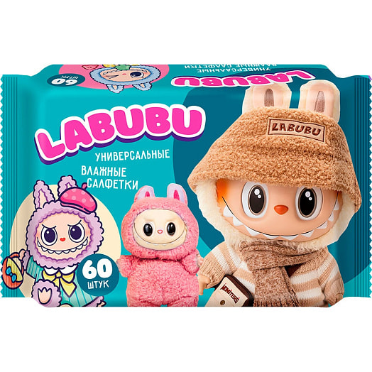Салфетки влажные Labubu Mix универсальные 60шт Россия