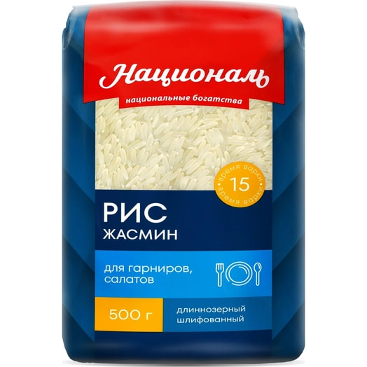 Рис Националь Premium Жасмин шлифованный 500г Ангстрем Россия Националь