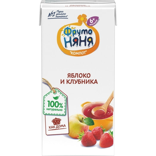 Компот для дет/пит ФрутоНяня 200мл тетра-пак яблоко и клубника сокосодерж. ФрутоНяня Россия