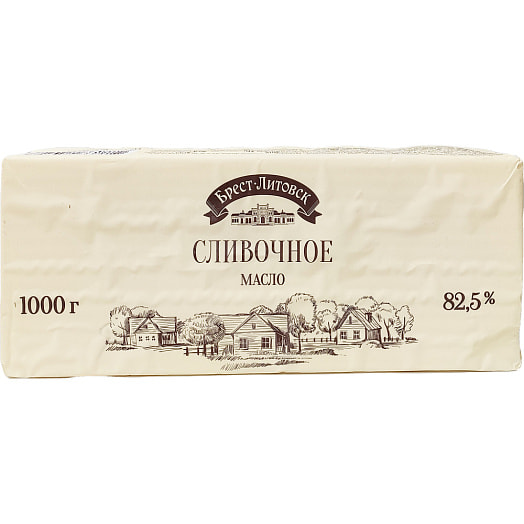 Масло Брест-Литовск 82.5% 1кг пл сладкосливочное несоленое Савушкин Беларусь Брест-Литовск