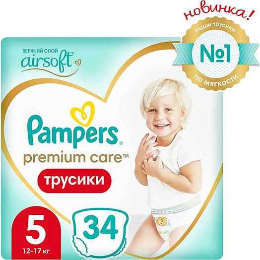 Подгузники трусики Premium юниор (12-17кг) 34шт Россия