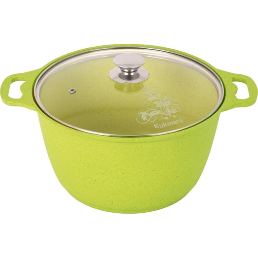 Кастрюля литая а/приг Trendy style lime KUKMARA стекл/кр 3л Россия