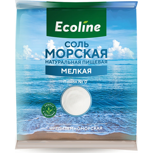 Соль Ecoline 1кг пакет морская мелкая Эколайн Турция ЭколайнГрупп