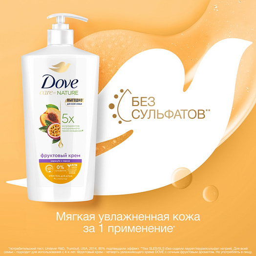 Крем-гель для душа для всей семьи 610мл маракуйя и персик Unilever Россия dove