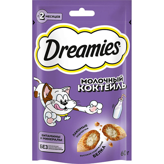 Лакомство Dreamies с молоком для взр кошек 60г ООО Марс Россия Dreamies
