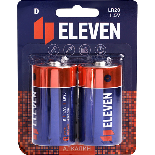 Батарейка Eleven D (LR20) алкалиновая, BС2 арт.301751 Элевен Чжэцзян Хуаронг Ко. ЛТД Китай Eleven