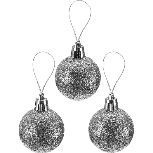 Набор ёлочных шаров Новогоднее настроение (4см, 25шт, серебро/синий (морозный узор) арт.НУ-3437 Китай