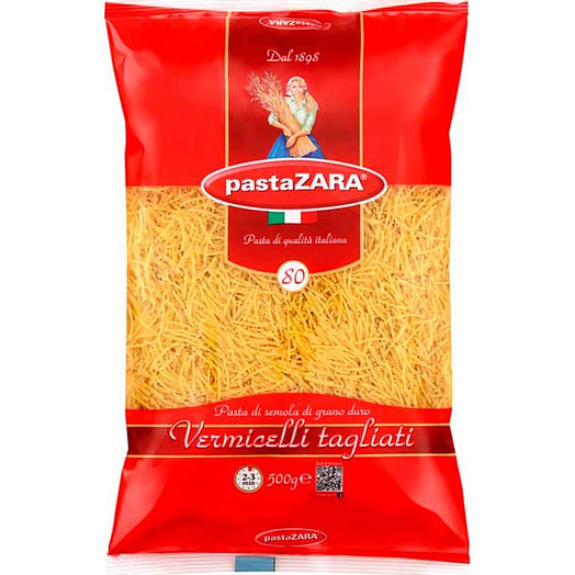 Макаронные изделия Pasta Zara в/с 500г гр А вермишель Россия