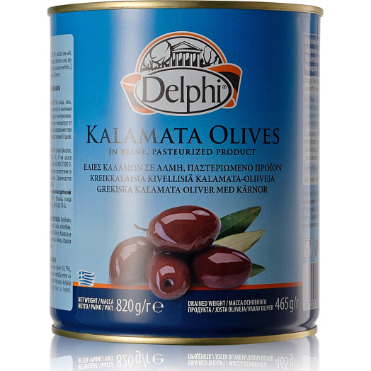 Маслины Каламата с косточкой Colossal 820г ж/б Intercomm Foods  S.A. Греция DELPHI