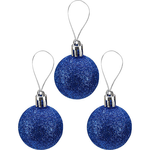 Набор ёлочных шаров Новогоднее настроение (4см, 25шт, серебро/синий (морозный узор) арт.НУ-3437 Китай