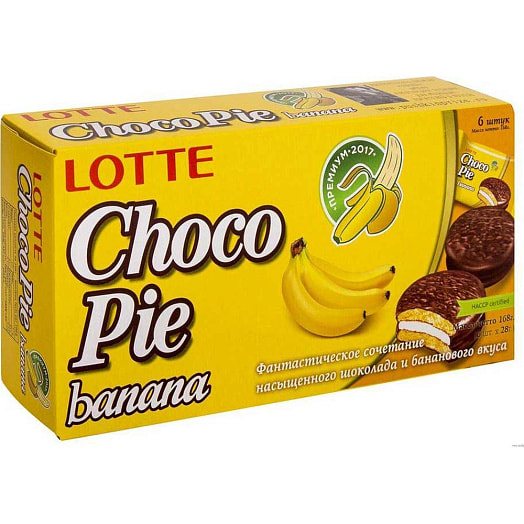 Мучное конд изд в глазури Lotte Chocopie Банан 168г ООО Лотте КФ Рус Россия