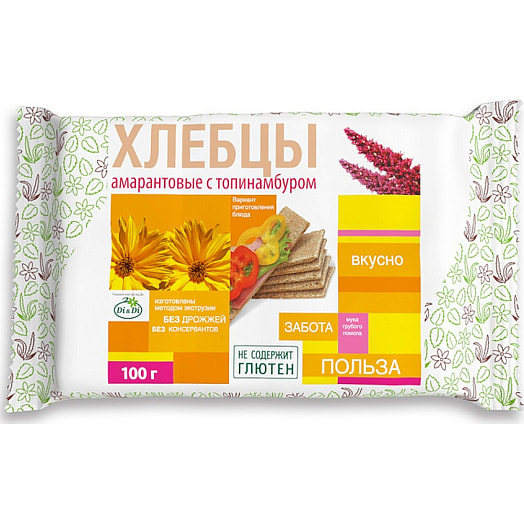 Хлебцы амарантовые с топинамбуром без глютена 100г ООО Корпорация ДиэндДи Россия DI&D