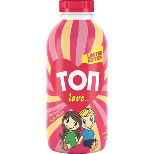 Коктейль молочный ТОП Лав Клубника, банан 2% 450г ОАО Савушкин продукт Беларусь