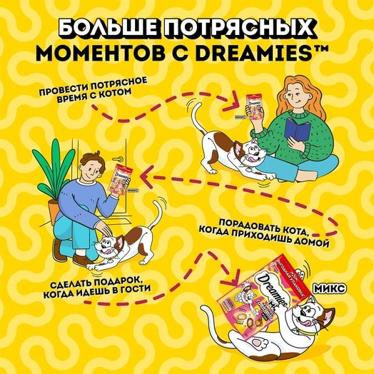 Лакомство Dreamies Микс говядина, сыр для взр кошек 140г ООО Марс Россия Dreamies