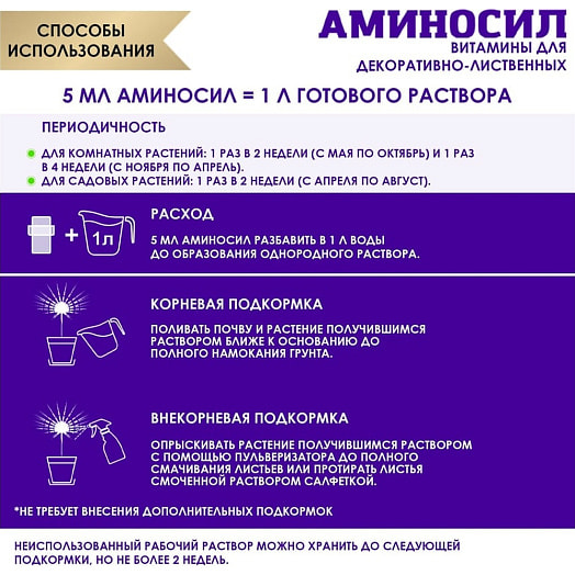Витамины Аминосил для декоративно-лиственных 5мл Россия