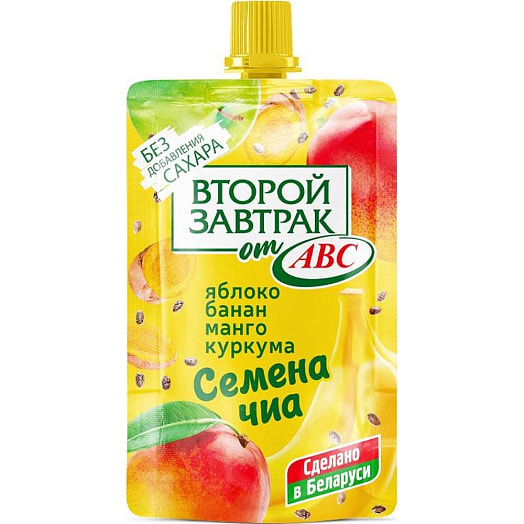 Десерт фруктовый из яблок, бананов, манго, чиа и куркумы 200г дой-пак ОДО Фирма АВС Беларусь