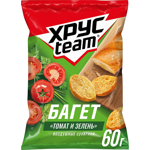 Сухарики Хрусteam Багет 60г томат и зелень Россия