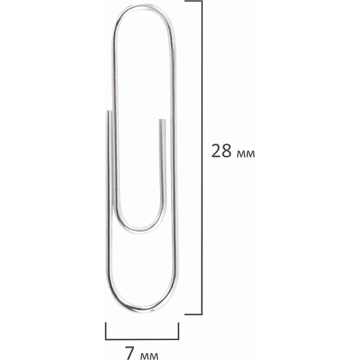 Скрепки Brauberg никелированные 28мм 100шт арт.221523 Россия
