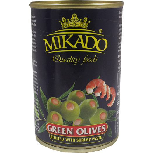 Оливки Mikado 314г ж/б зеленые фаршированные креветками Германия