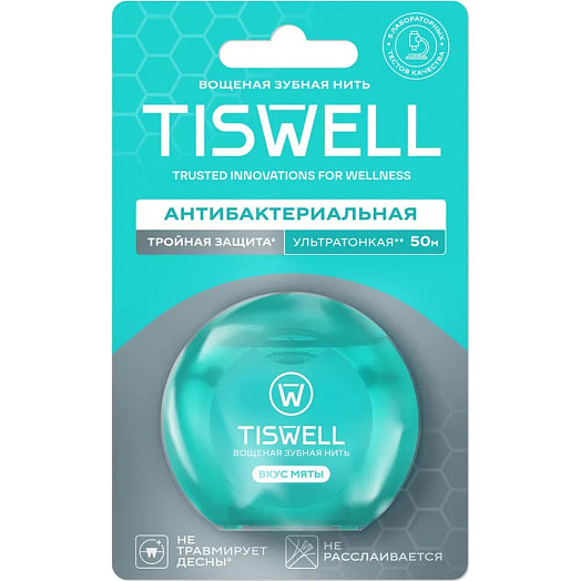 Нить зубная вощёная мятный вкус 50м Unilever Россия Tiswell