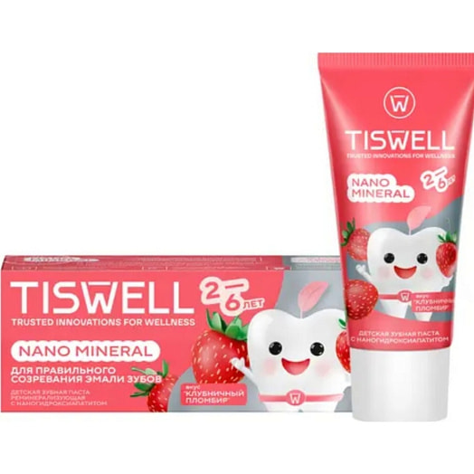 Зубная паста Tiswell Реминерализующая Клубничный пломбир 60г Unilever Россия Tiswell