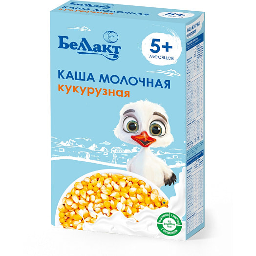 Каша сухая на зерно-молочной основе кукурузная быстрорастворимая для питания детей раннего возраста с пребиотиком обогащенная витаминами и минеральными веществами, в картонной пачке 200г Беларусь