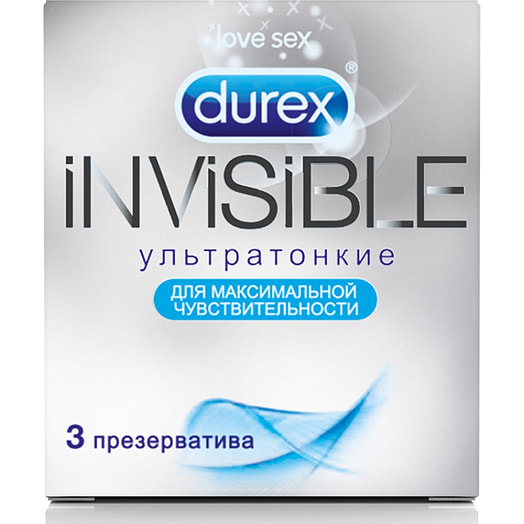 Презервативы Durex 3 Invisible ультратонкие для макс чувствительности Durex Великобритания