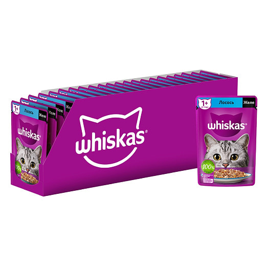 Влажный корм Whiskas д/кошек лосось желе 75г Россия