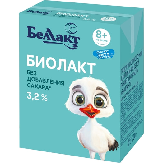 Продукт к/м Биолакт без сахара 3.2% 210мл тетра-пак для дет/пит. Беларусь